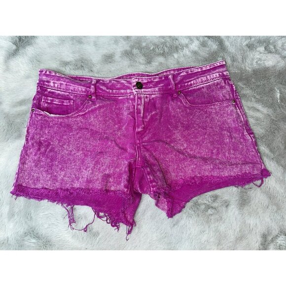 VTG Y2K Delia's Juniors 11 / 12 Purple Acid Wash Low Rise Cut-Off 3" Denim Short - Picture 1 of 10